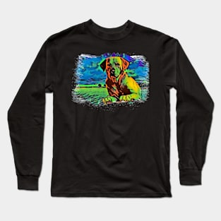 Labrador dog Tie Dye art design Long Sleeve T-Shirt